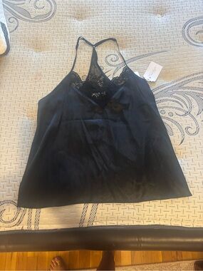 Black Lace-Trim Satin Camisole in bloom by Jonquil